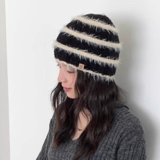 Elowen Striped Plush Beanie