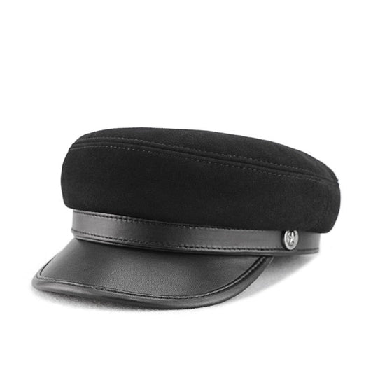 Suede Leather Vintage Peaked Cap
