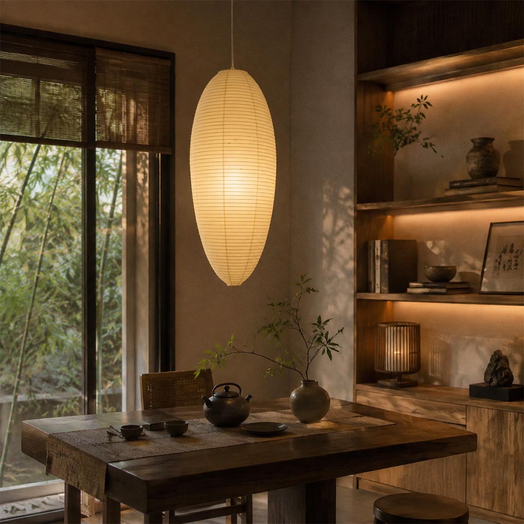 Akari 23A 24A Washi Paper Egg-Shape Pendant Light