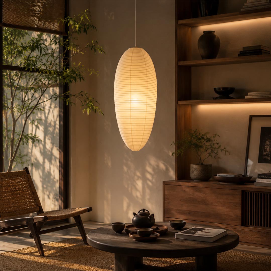 Akari 23A 24A Washi Paper Egg-Shape Pendant Light