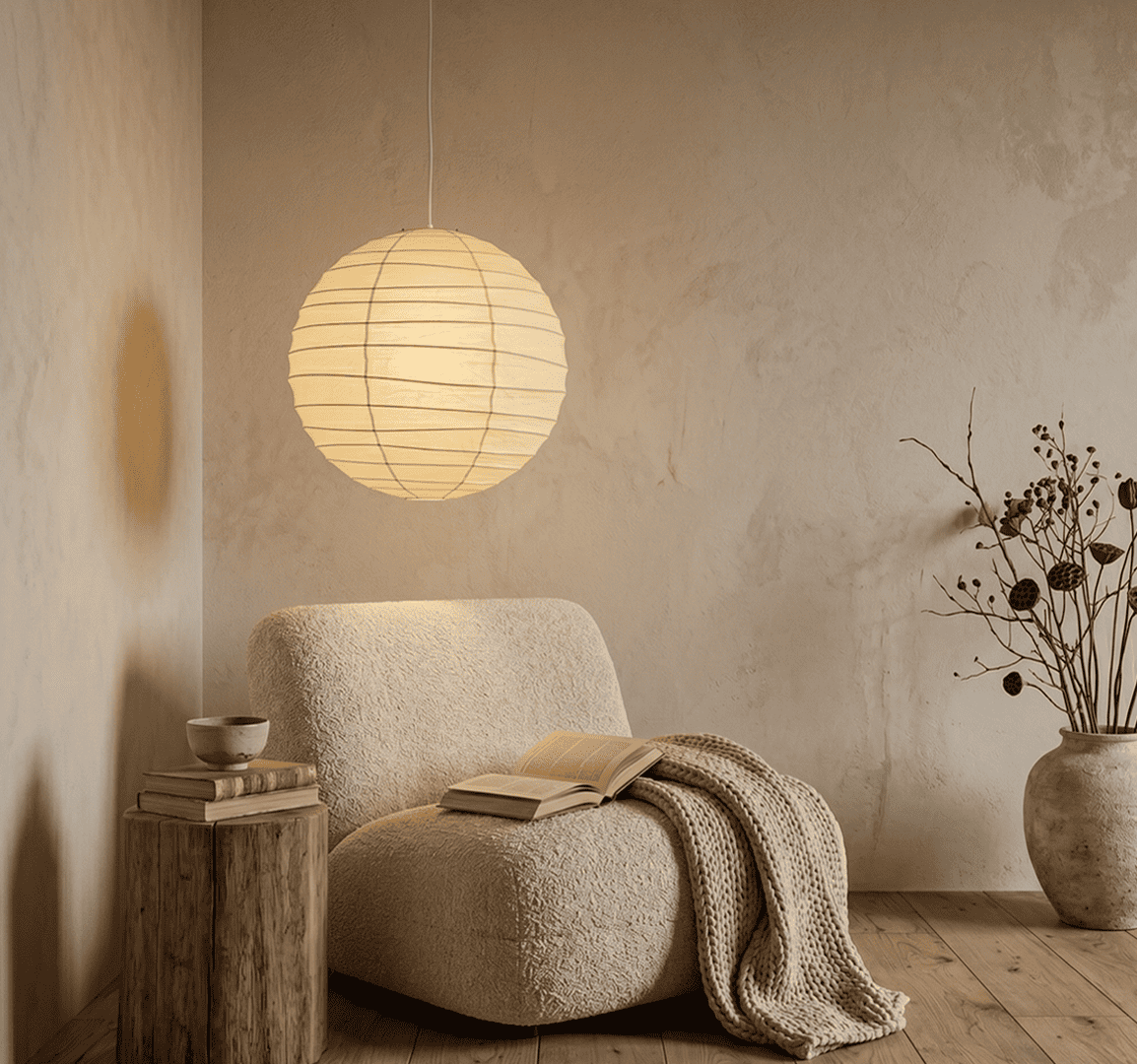 Washi Paper D Sphere Pendant Light