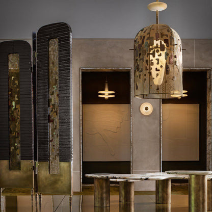 Alabaster Embroidered Pendant Lamp