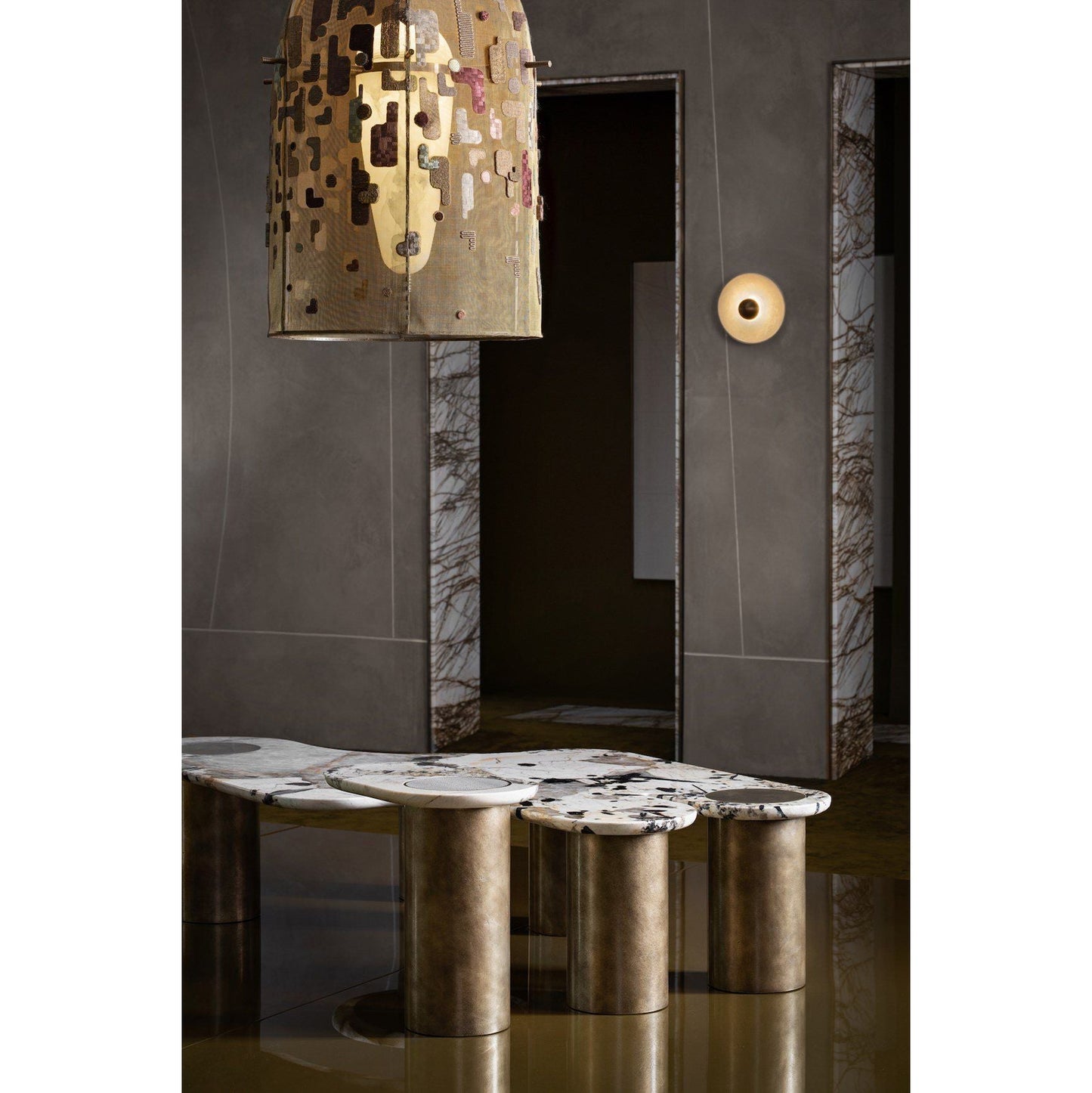 Alabaster Embroidered Pendant Lamp
