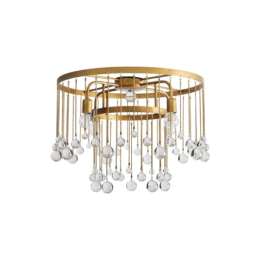 Cascade Halo Brass Droplet Flush Mount