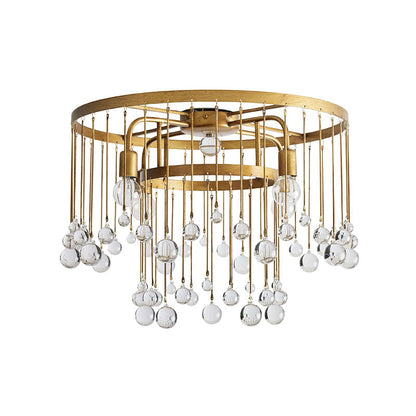 Cascade Halo Brass Droplet Flush Mount