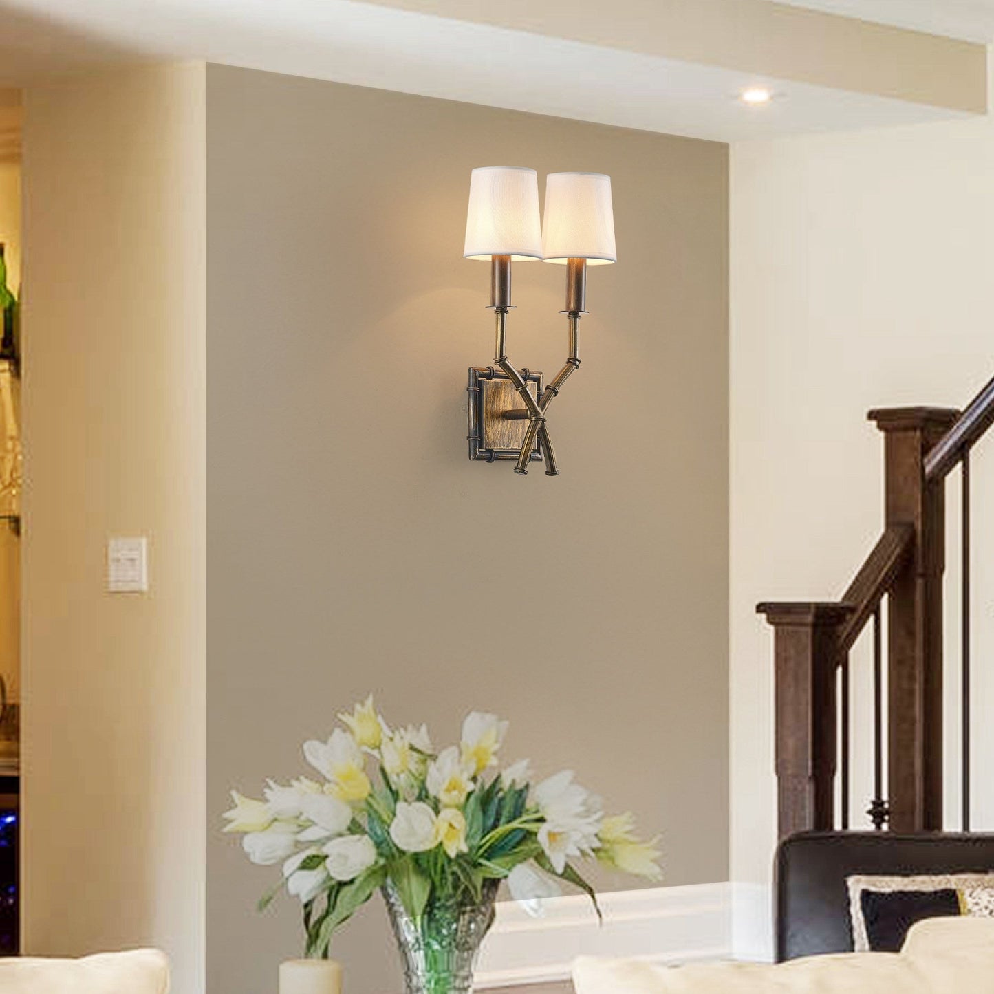 Double Arm Bamboo Sconce