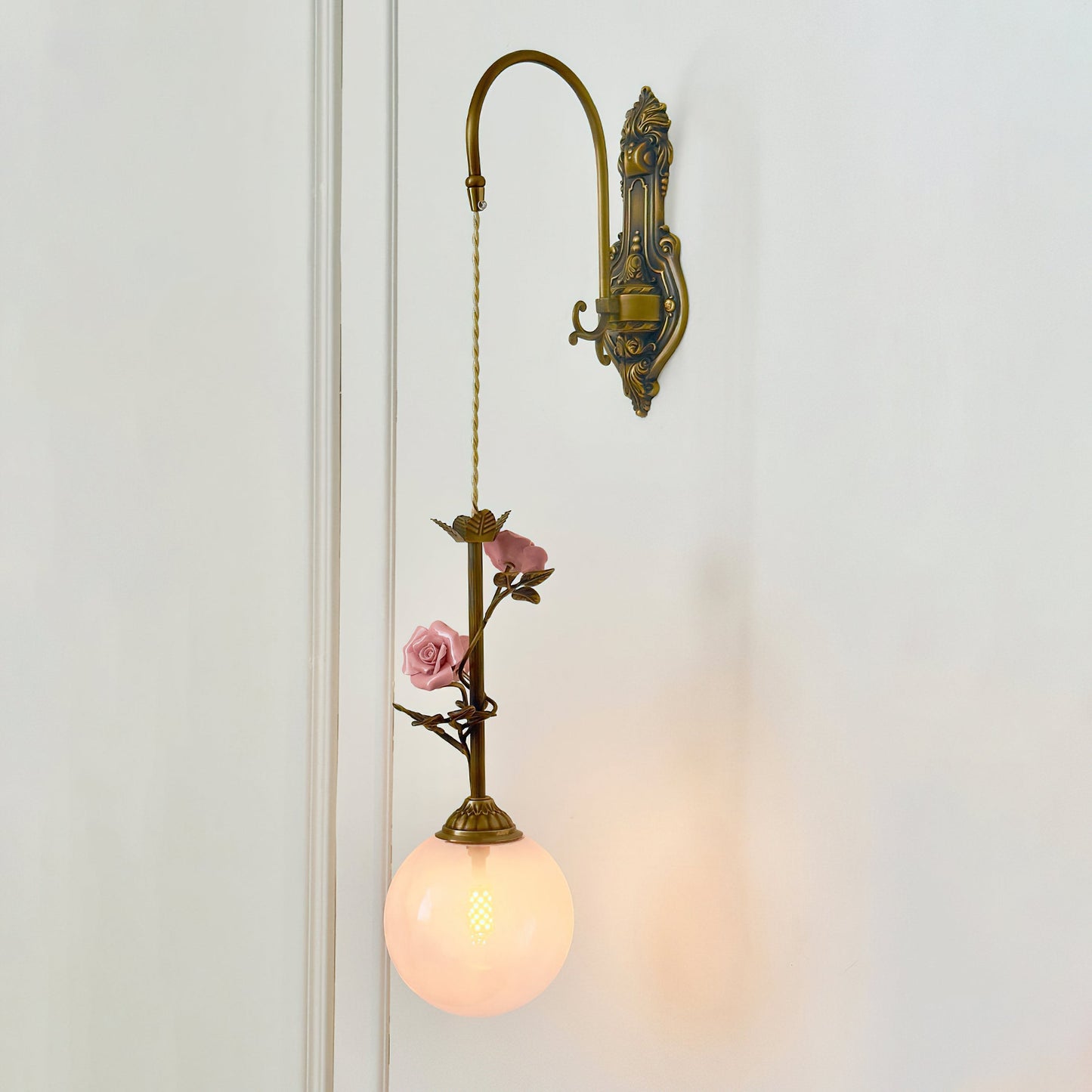 Evelyn Glass Rose Wall Sconce