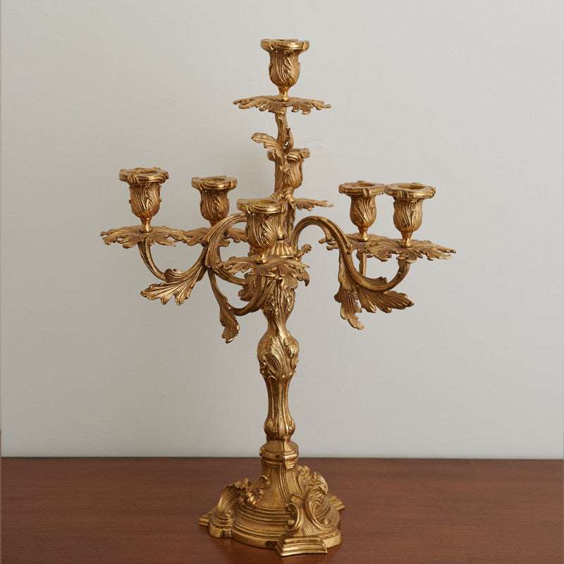 French Brass Seven-Light Candelabra
