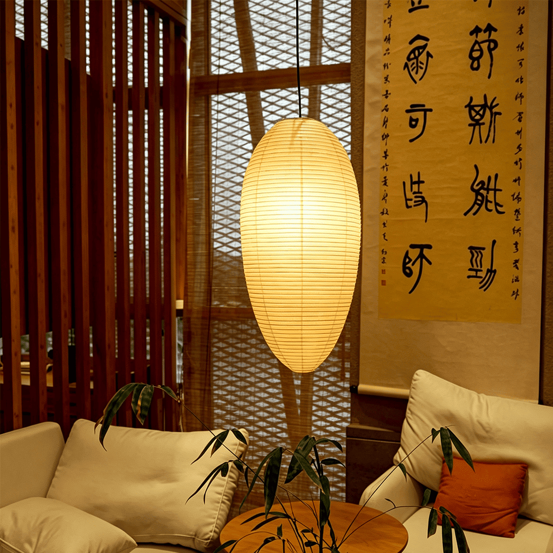 Akari 23A 24A Washi Paper Egg-Shape Pendant Light