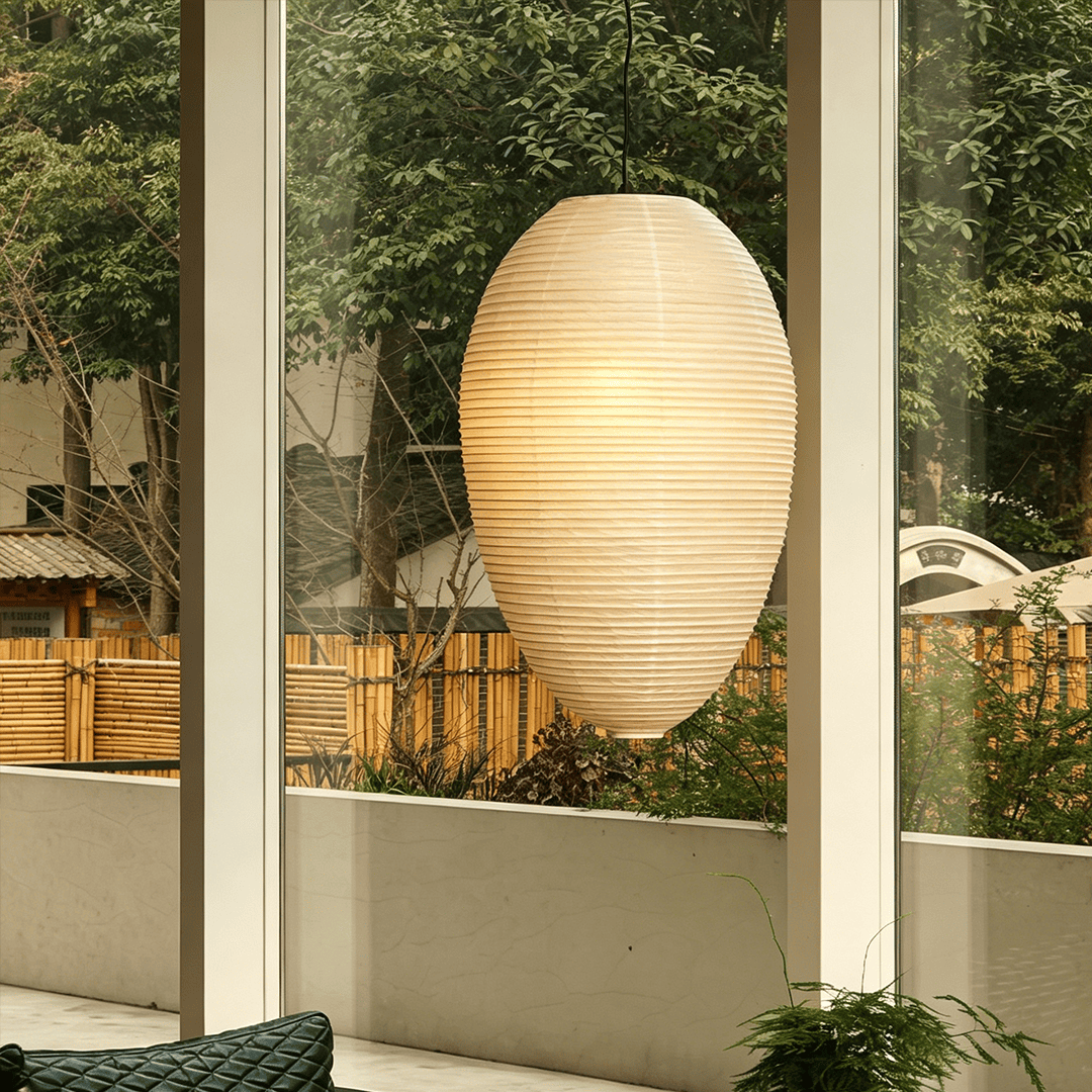 Akari 23A 24A Washi Paper Egg-Shape Pendant Light