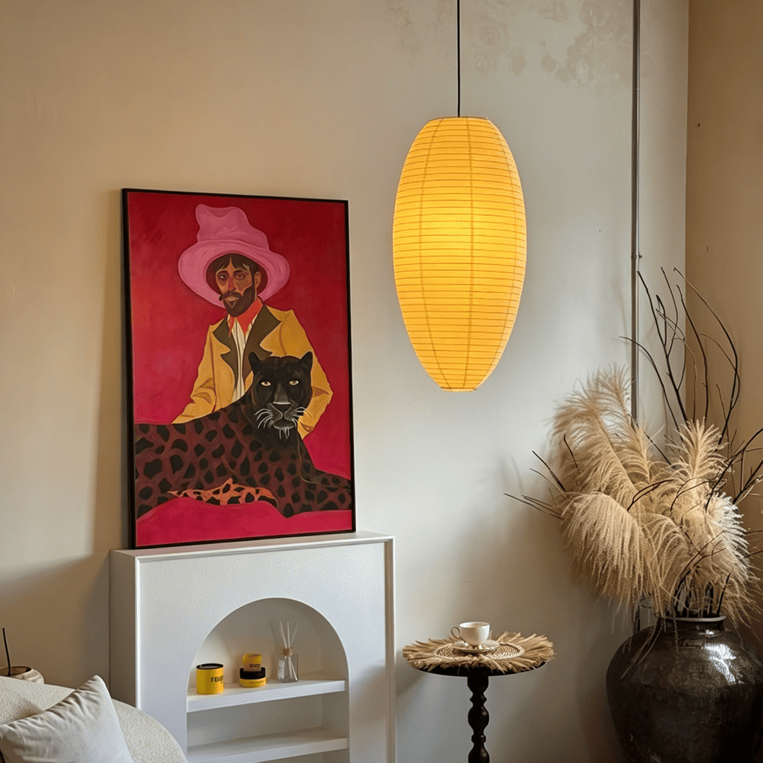 Akari 23A 24A Washi Paper Egg-Shape Pendant Light