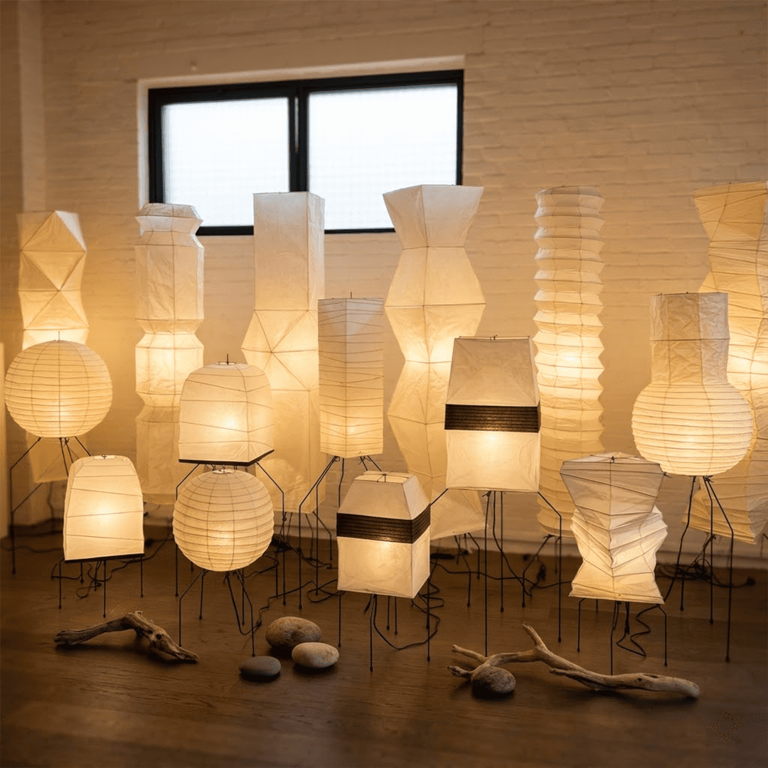 Akari UF4-L6 Washi Paper Tall Floor Lamp