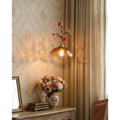 Heirloom Glass Rose Pendant Lamp