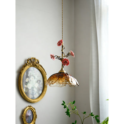 Heirloom Glass Rose Pendant Lamp