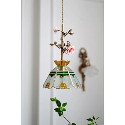 Lalique Rose Glass Pendant Lamp