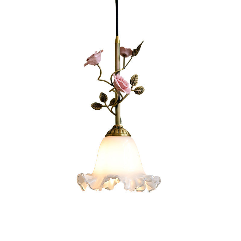 Lalique Rose Glass Pendant Lamp