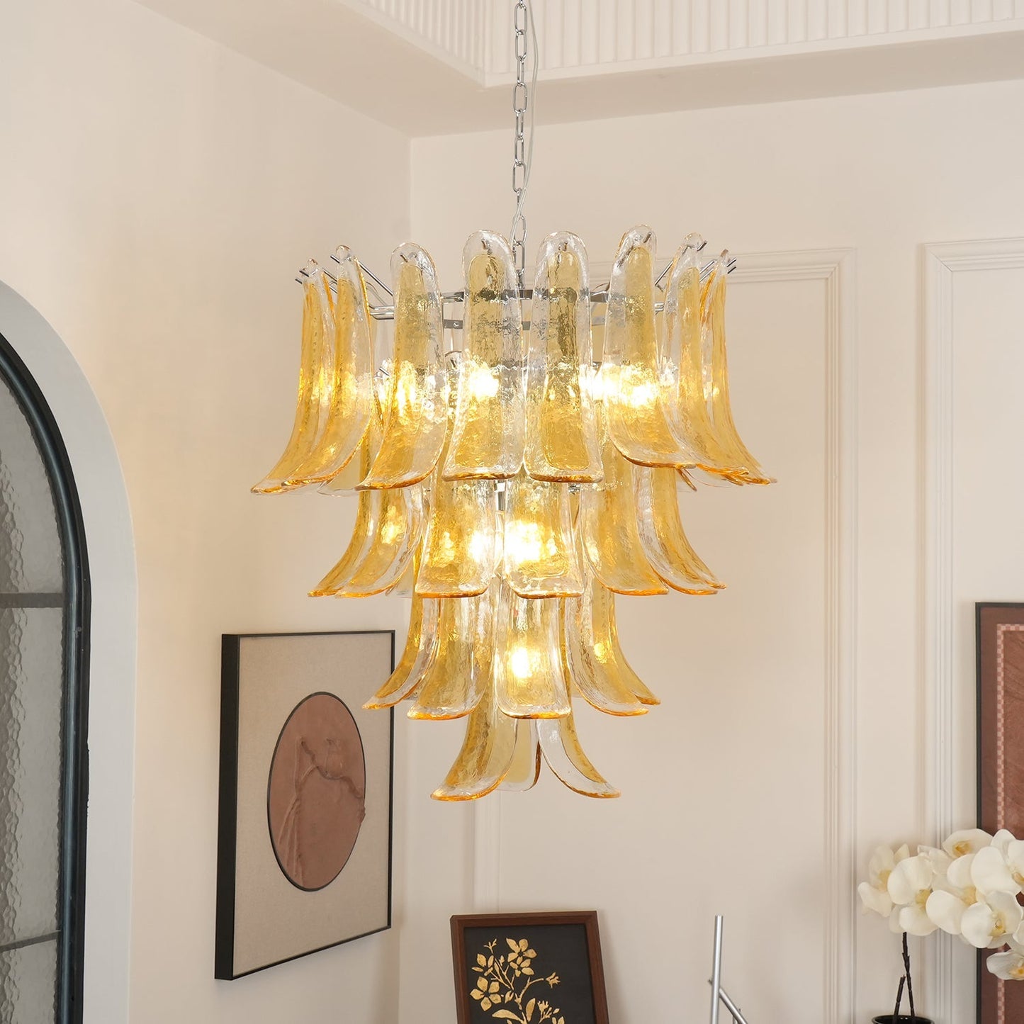 Tiered Petal Glass Chandelier