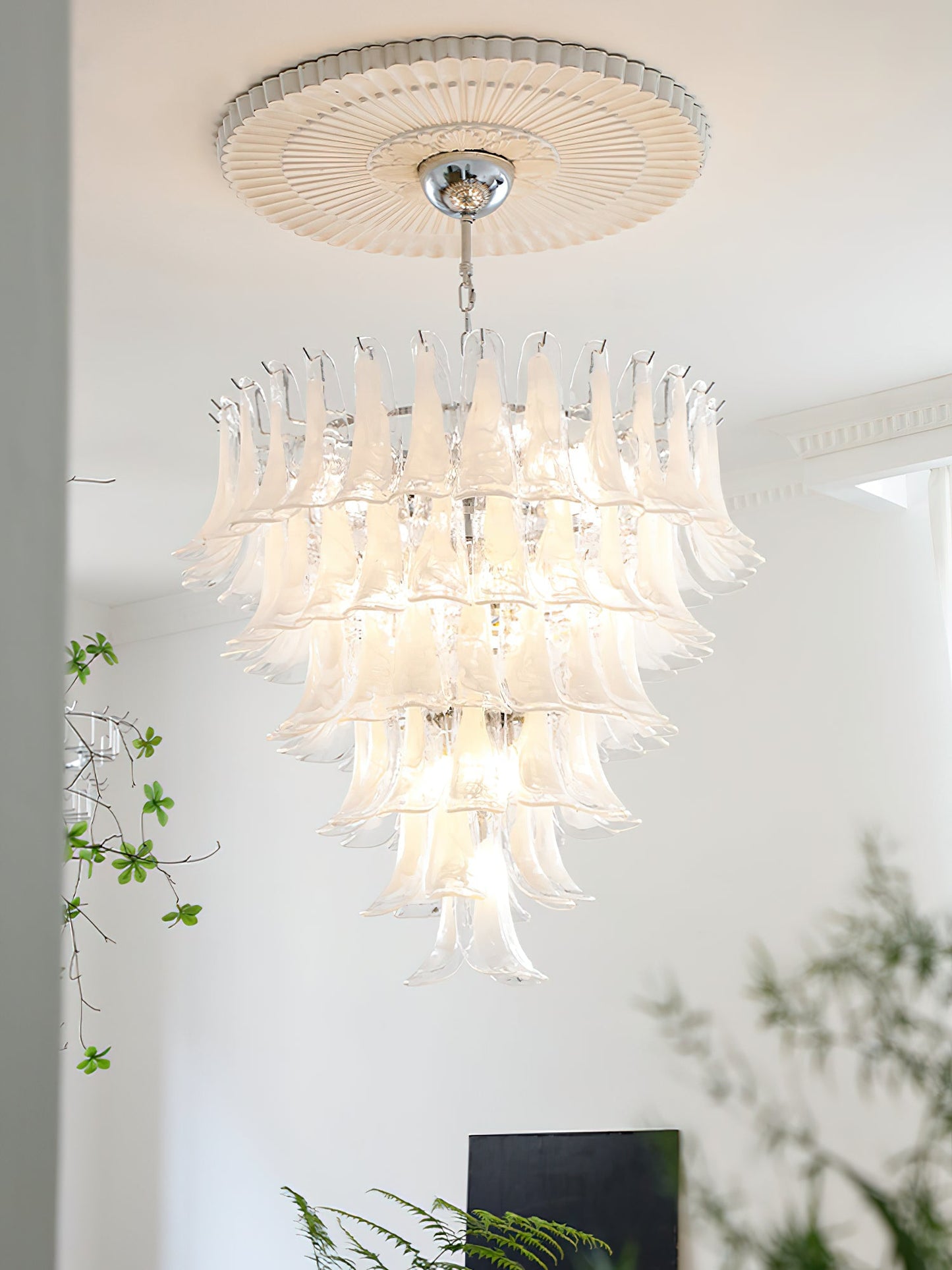 Tiered Petal Glass Chandelier