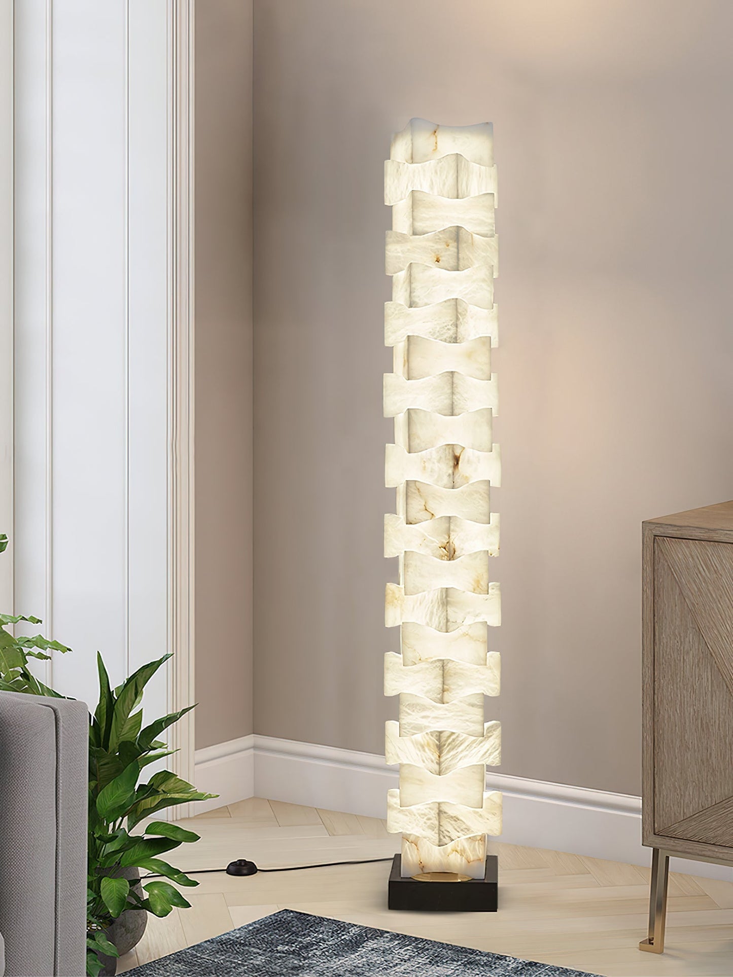 Stacked Alabaster Floor Light