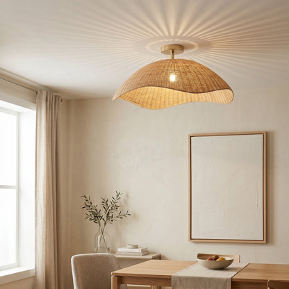 Nana Vermiculate Rattan Flush Mount