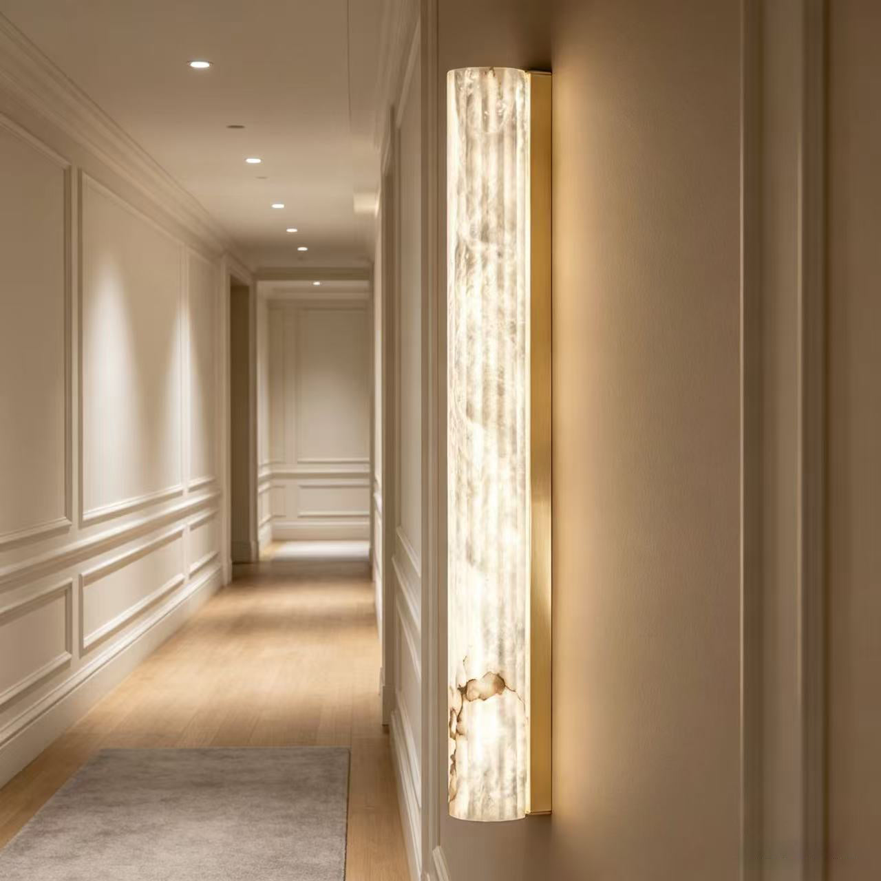 Vertical Alabaster Roller Wall Sconce