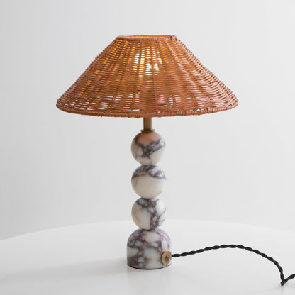 Rattan Marble Table Lamp