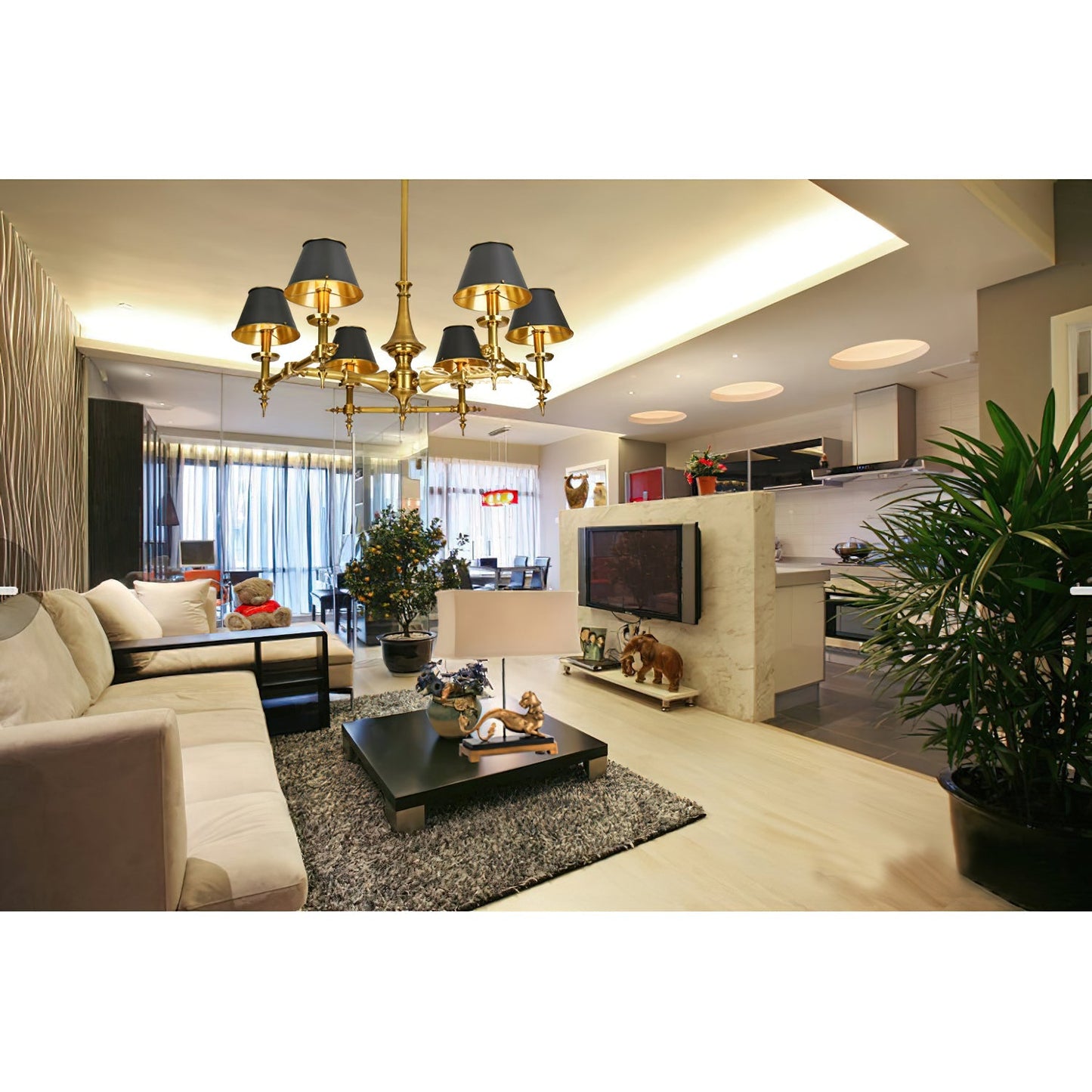 Multi-Arm Brass Candle Chandelier