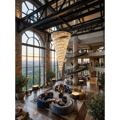 Spiral Tiered Layered Crystal Chandelier