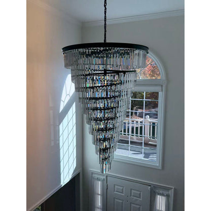 Spiral Tiered Layered Crystal Chandelier