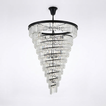 Spiral Tiered Layered Crystal Chandelier