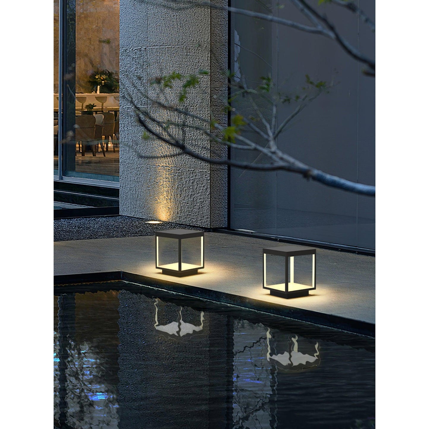 Square Frame Fence Post Outdoor Light