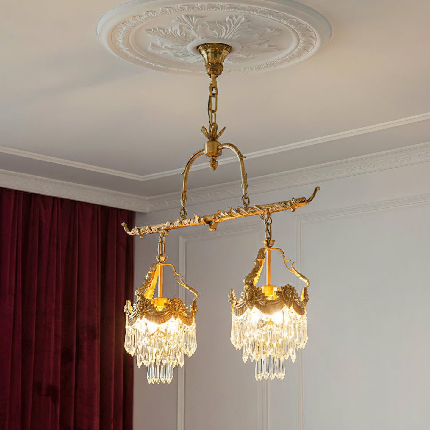 Stained Crystal Linear Pendant Lamp