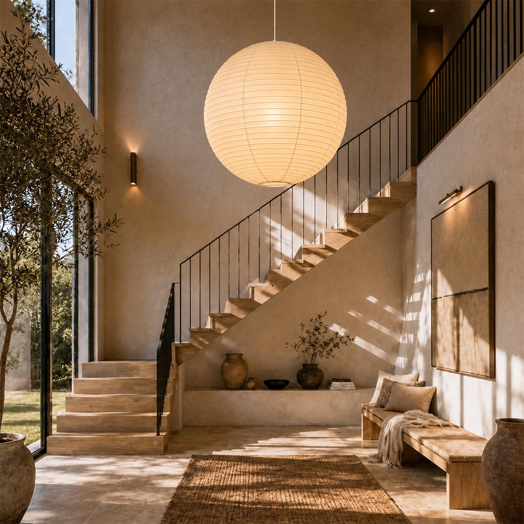 Washi Paper Sphere Pendant Light