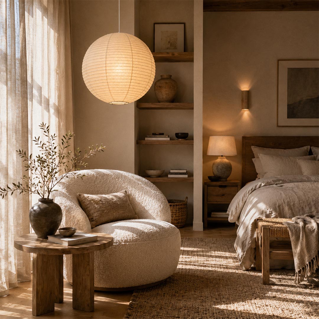 Washi Paper Sphere Pendant Light
