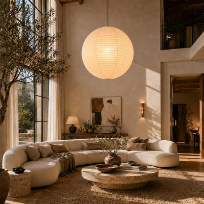 Washi Paper Sphere Pendant Light