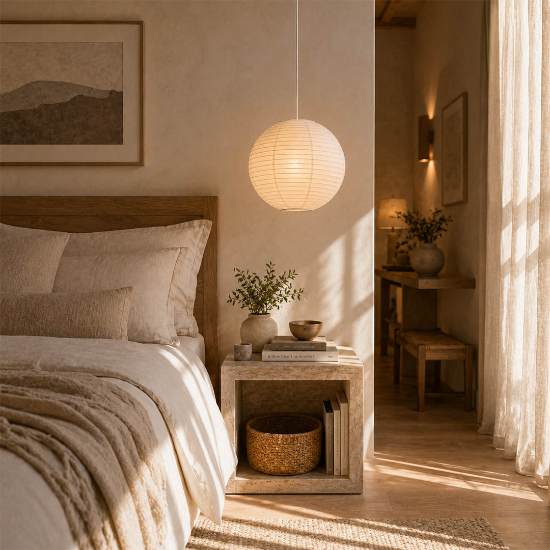 Washi Paper Sphere Pendant Light