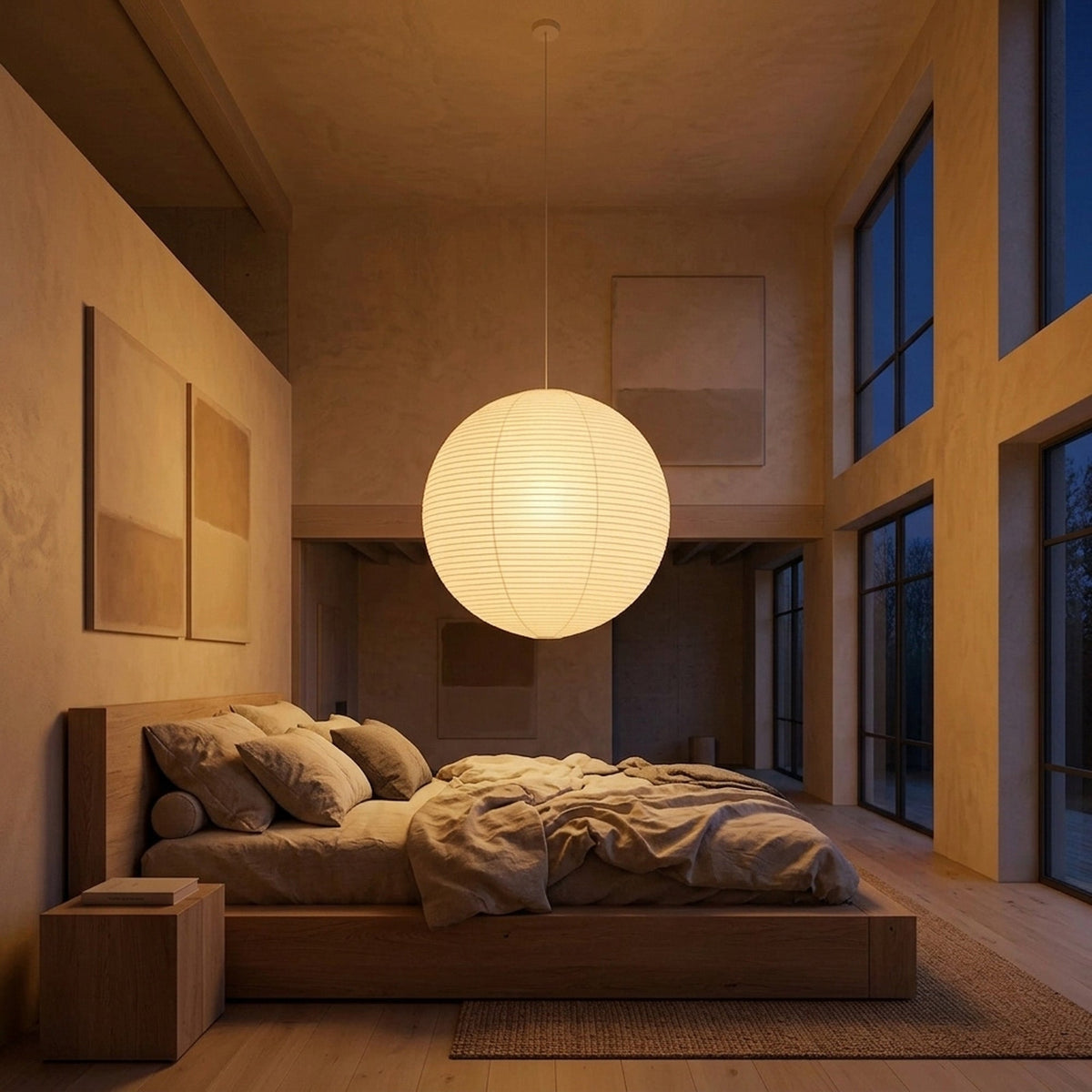Washi Paper Sphere Pendant Light