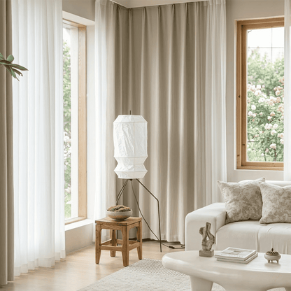 Akari UF3-L6 Slim Crinkled Washi Paper Tall Floor Lamp