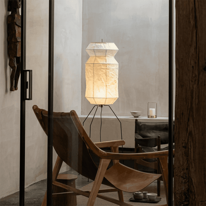 Akari UF3-L6 Slim Crinkled Washi Paper Tall Floor Lamp