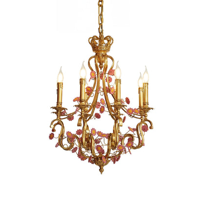 French Tole Floral Chandelier