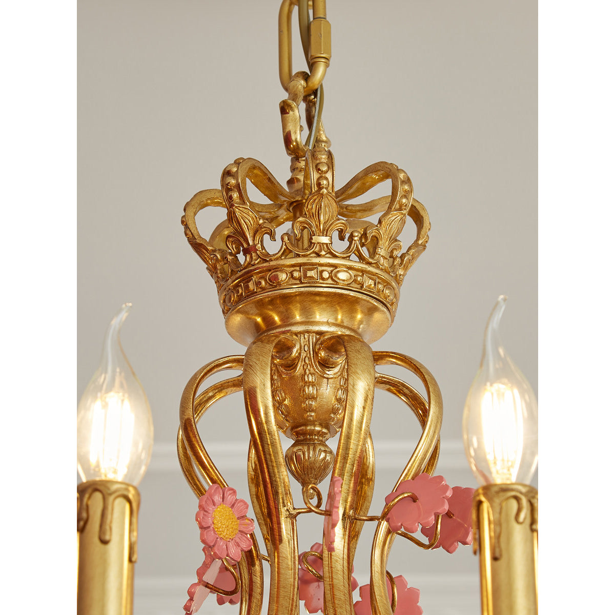 French Tole Floral Chandelier