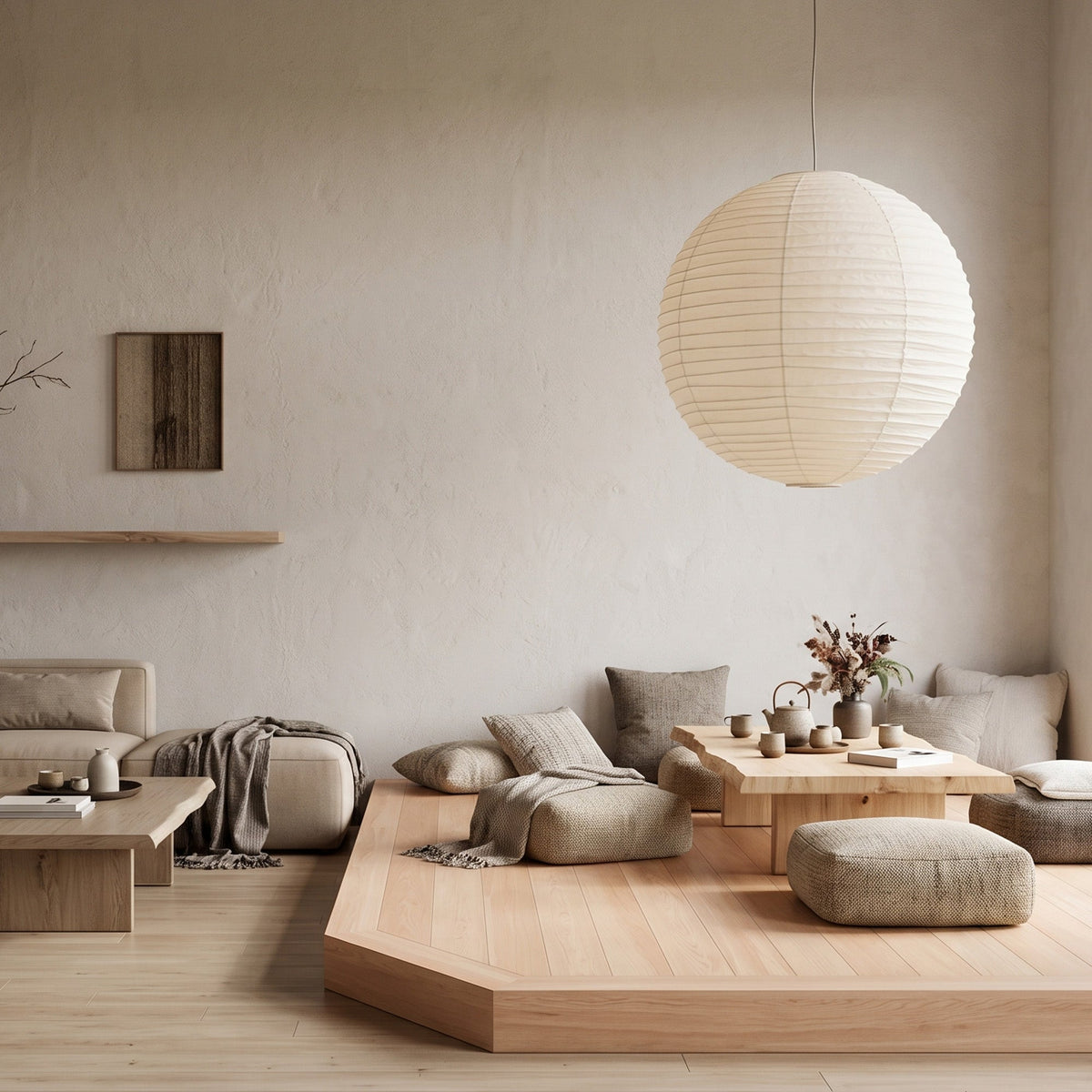 Washi Paper Sphere Pendant Light