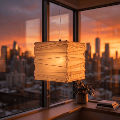 Washi Paper Square Cube Pendant Light
