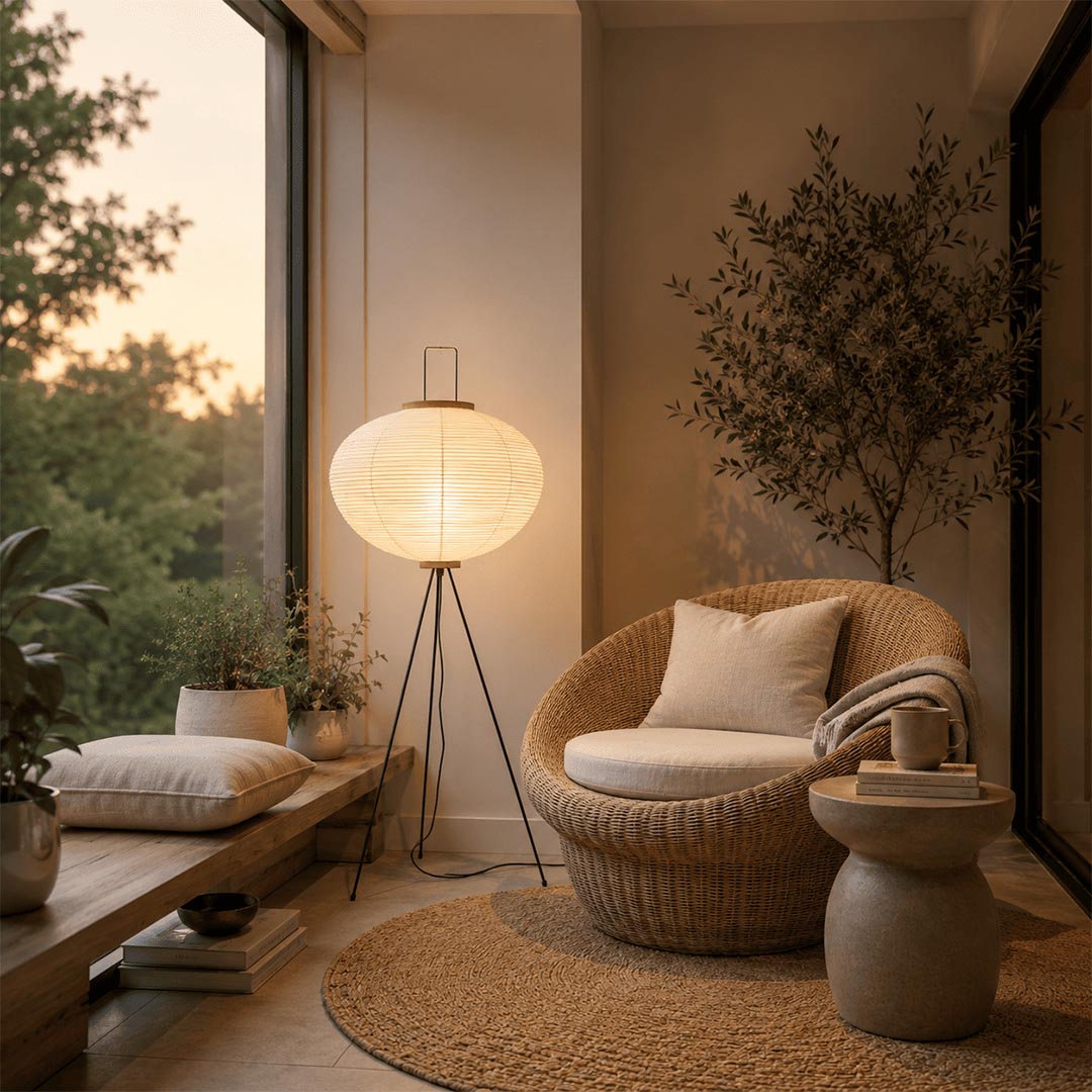Akari 10A Washi Paper Tripod Floor Lamp