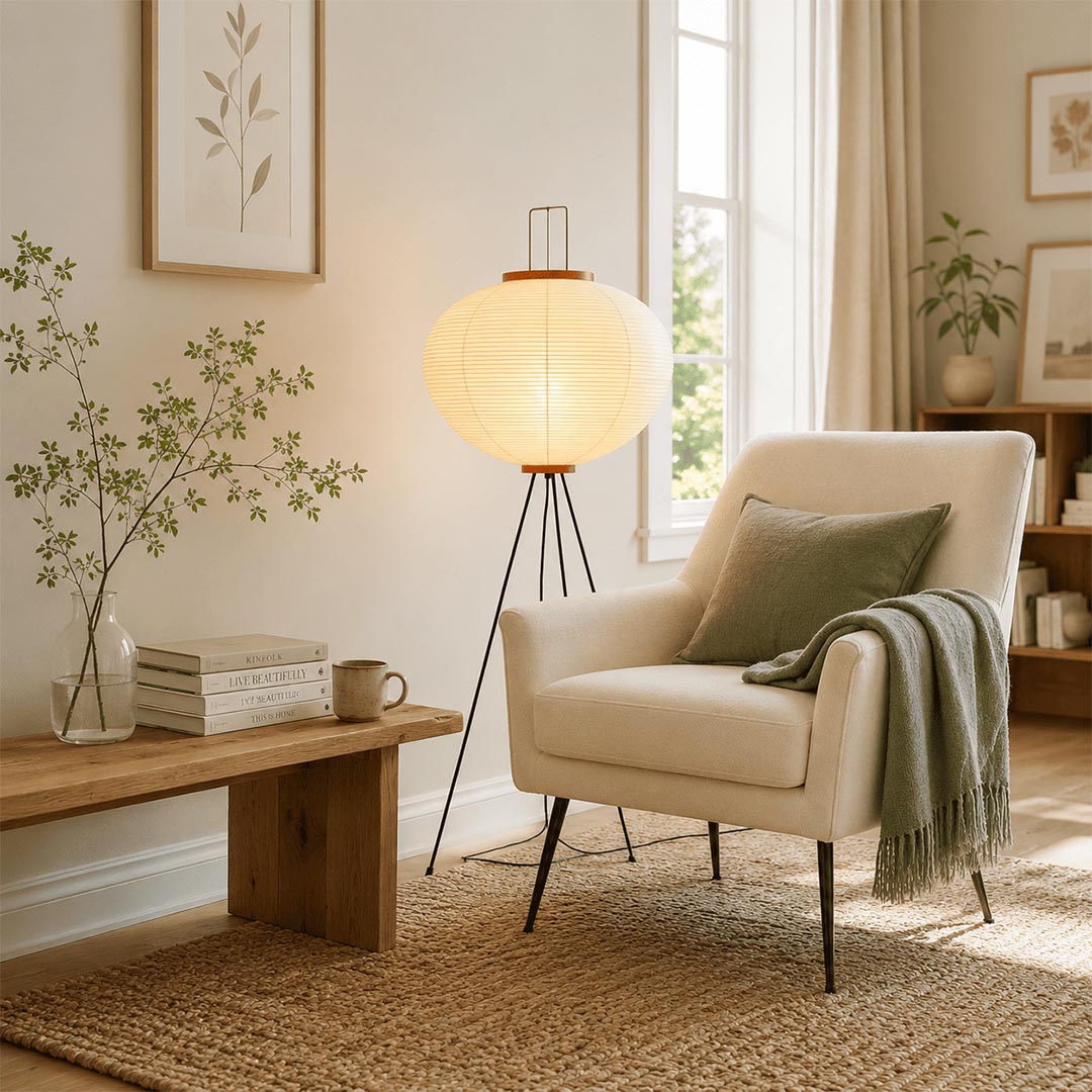 Akari 10A Washi Paper Tripod Floor Lamp
