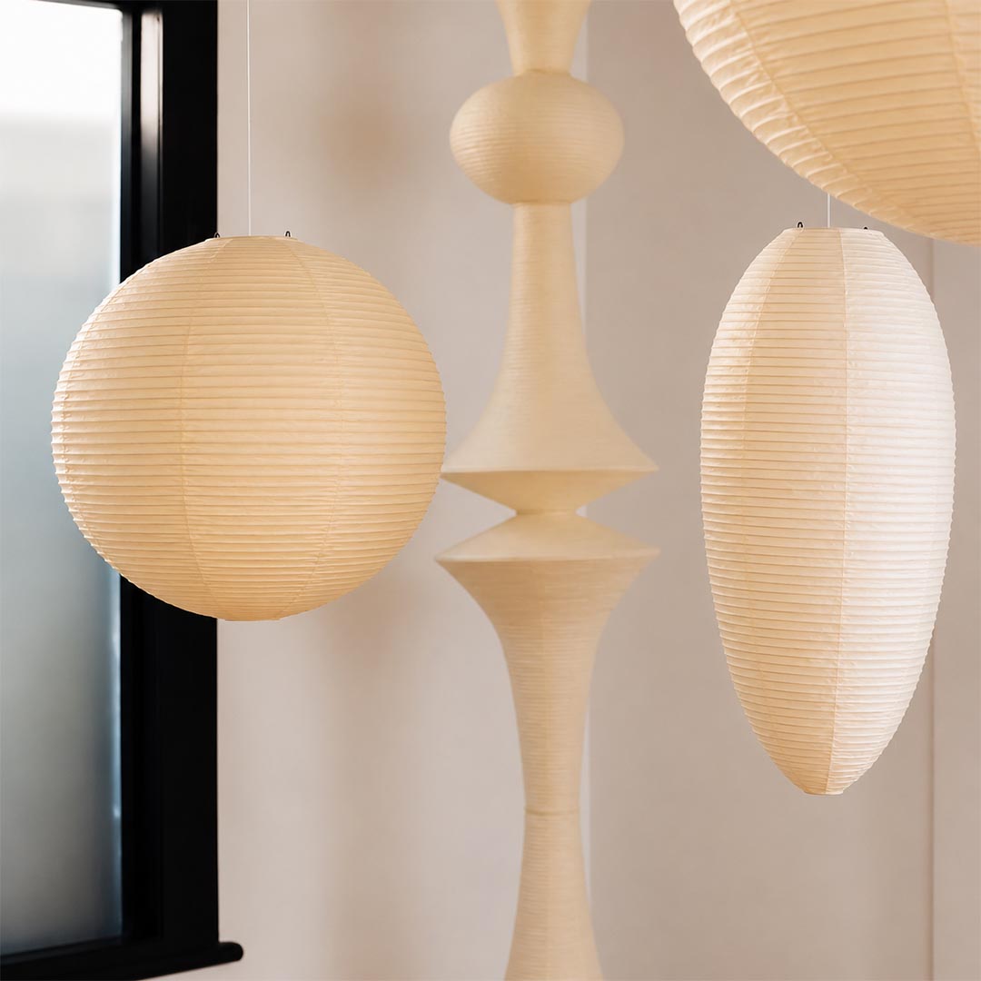 Akari 23A 24A Washi Paper Egg-Shape Pendant Light