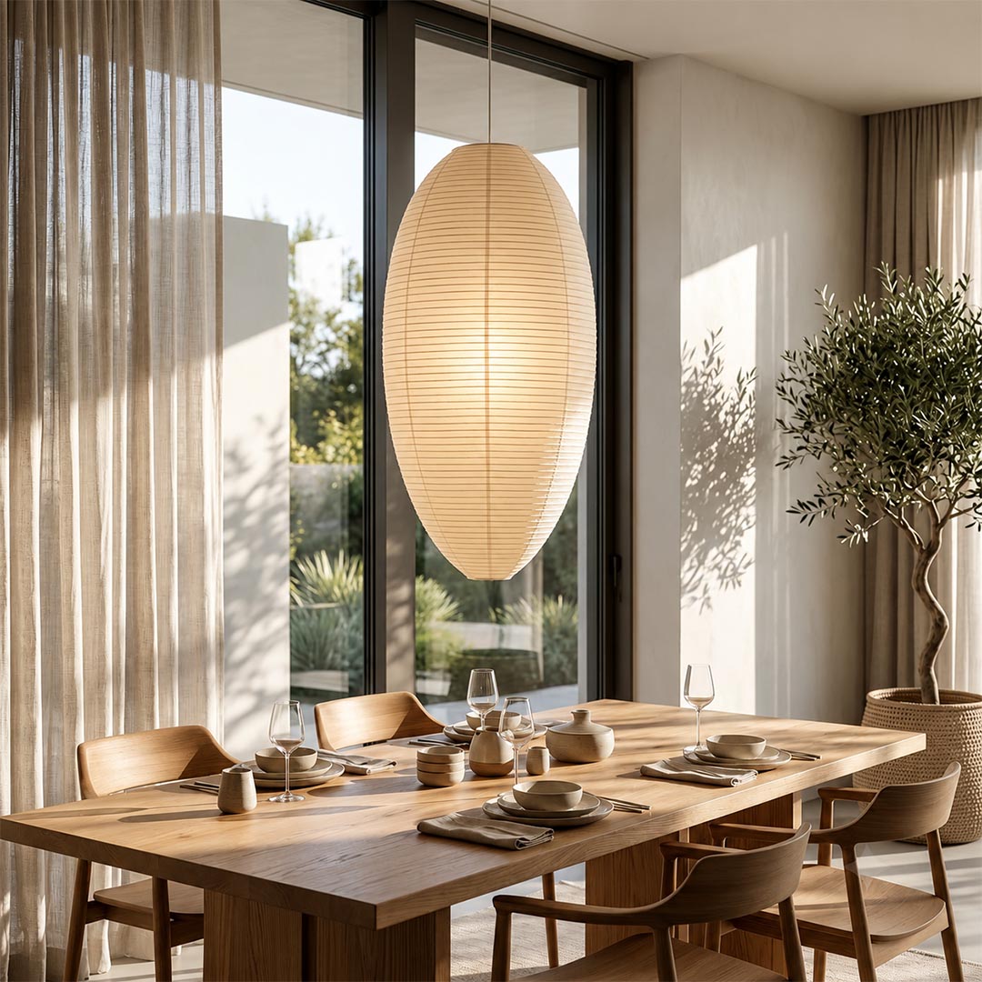 Akari 23A 24A Washi Paper Egg-Shape Pendant Light