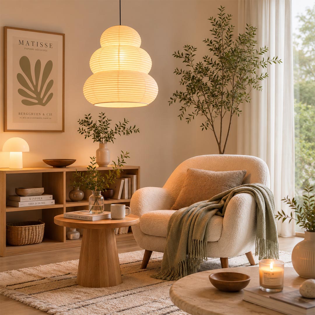 Akari 24N Washi Paper Triple-Tier Pendant Light