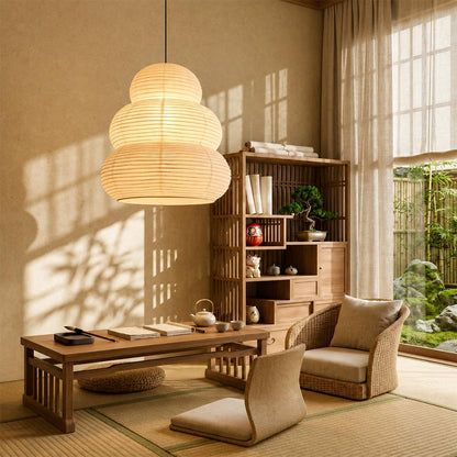 Akari 24N Washi Paper Triple-Tier Pendant Light