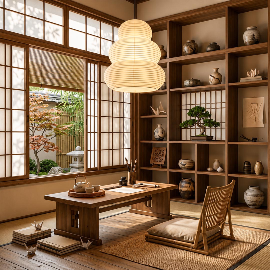 Akari 24N Washi Paper Triple-Tier Pendant Light